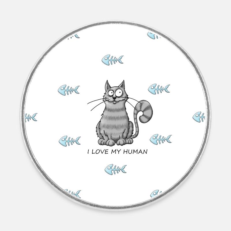 Amour de chat - Magnet rond - blanc