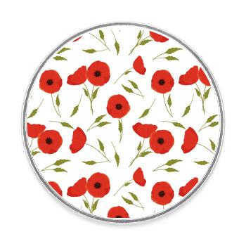 Mohnblumen Muster - Runder Kühlschrankmagnet - Weiß - Vorne