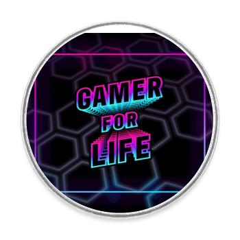 gamer for life mauspad neon 3d - Runder Kühlschrankmagnet - Weiß - Vorne
