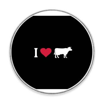Cow Cows Heart I Love Farm Farmer Farmer Cattle - Round  fridge magnet - white - Front
