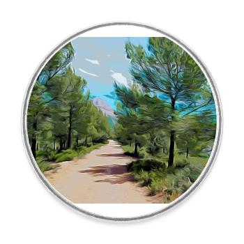 Zeichnung der Provence - Wanderweg - Runder Kühlschrankmagnet - Weiß - Vorne