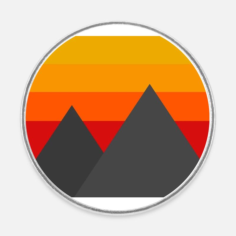 Montagnes minimalistes - Magnet rond - blanc