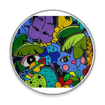 Monsieur Le Chat Mystique - Round  fridge magnet - white - Front