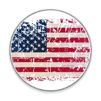 USA Flagge Fahne Stars and stripes - Runder Kühlschrankmagnet - Weiß - Vorne