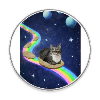 Chat mignon dans l’espace - Magnet rond - blanc - Devant