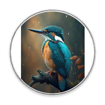 Eisvogel Kingfisher Vogel bird Lover - Round  fridge magnet - white - Front
