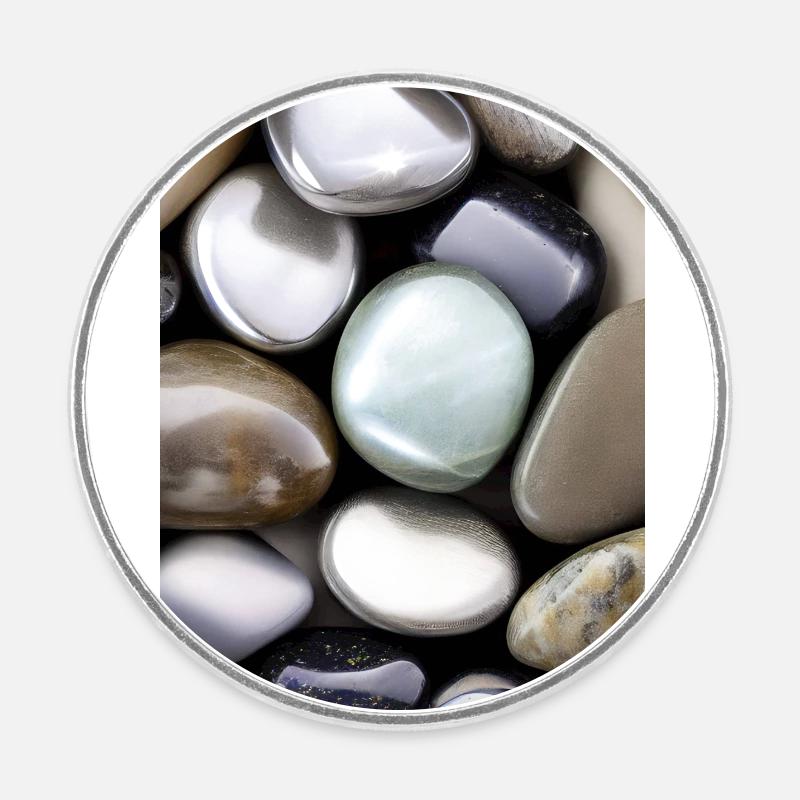 Pierres d’argent - Magnet rond - blanc