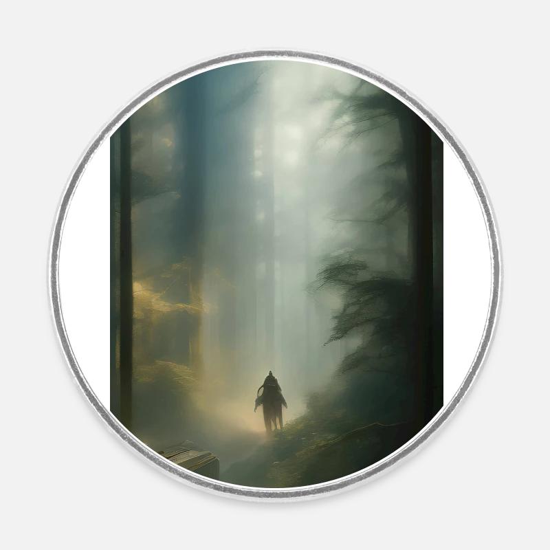 Forêt - Magnet rond - blanc