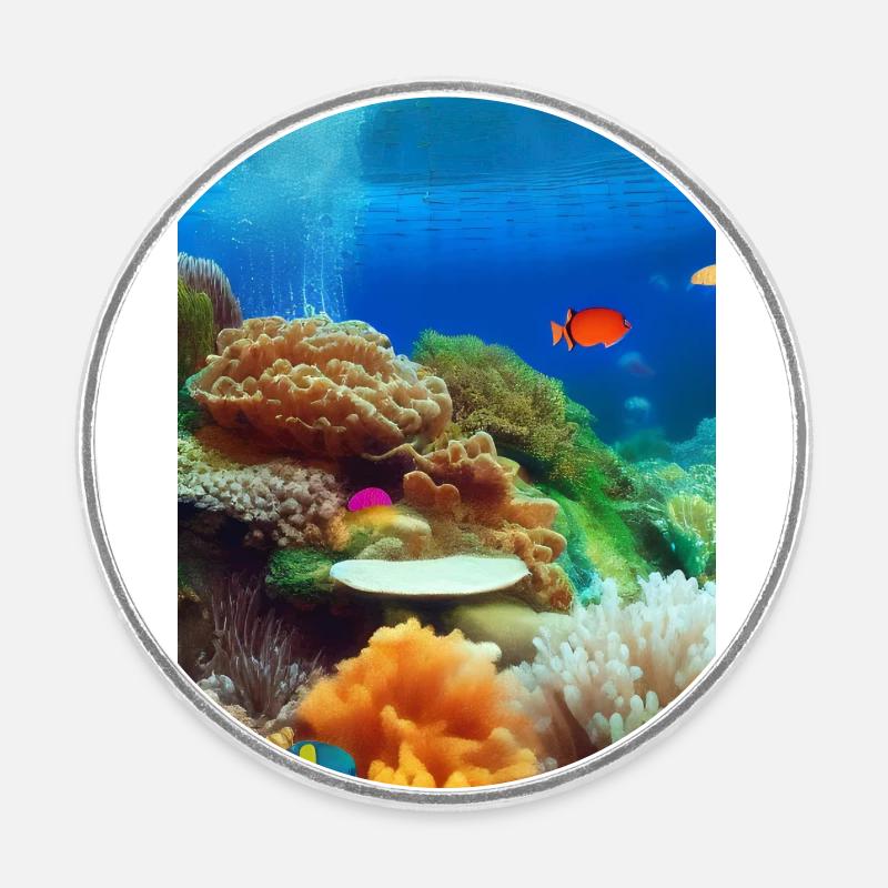 Underwater - Round  fridge magnet - white