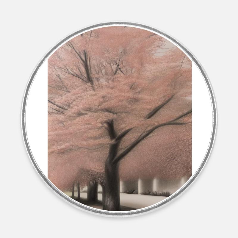 Cherry tree - Round  fridge magnet - white
