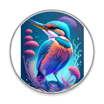 Rhythm of the Deep Sea - Kingfisher Graffiti - Round  fridge magnet - white - Front