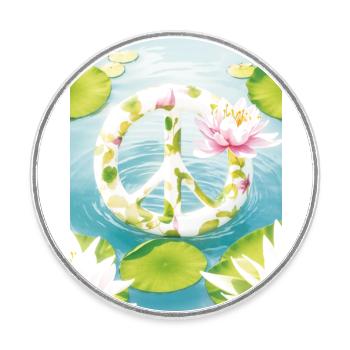 Signe de paix - Magnet rond - blanc - Devant