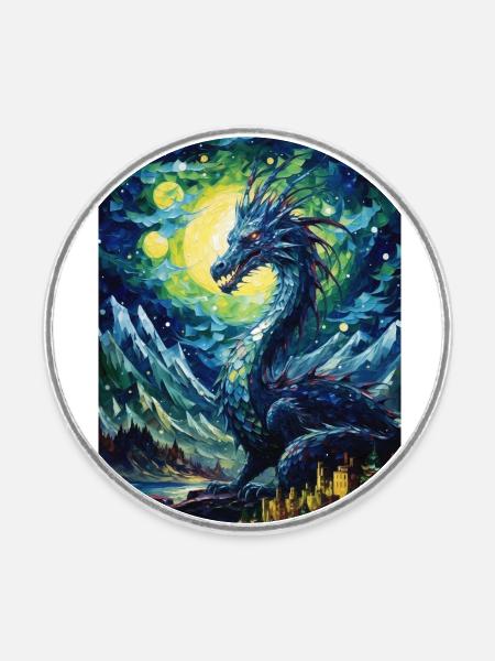 Drache - Runder Kühlschrankmagnet - Weiß