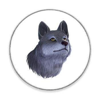 Wolf Porträt - Runder Kühlschrankmagnet - Weiß - Vorne