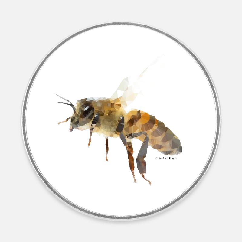 Bee - Round  fridge magnet - white