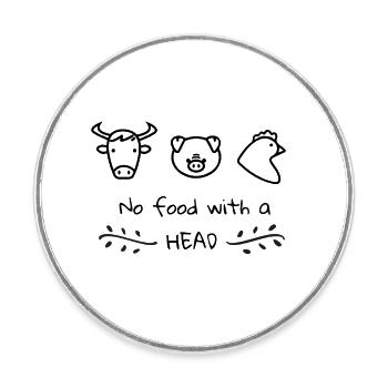Vegan Plant Based No Food with a Head - Magnet rond - blanc - Devant