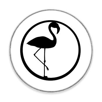 black circle round logo silhouette outline flamingo - Round  fridge magnet - white - Front
