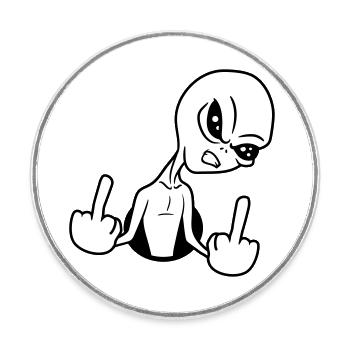 hole insult wanker middle finger fuck you off - Round  fridge magnet - white - Front