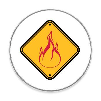 schild hinweis warnung achtung vorsicht gefahr feu - Runder Kühlschrankmagnet - Weiß - Vorne