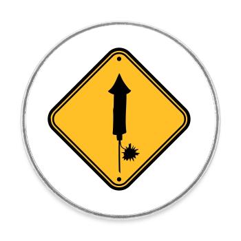 danger warning sign caution caution danger zone - Round  fridge magnet - white - Front