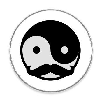 Mustache Yin Yang - Runder Kühlschrankmagnet - Weiß - Vorne