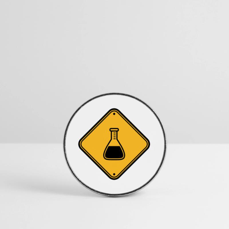 caution science shield note caution flues Round  fridge magnet
