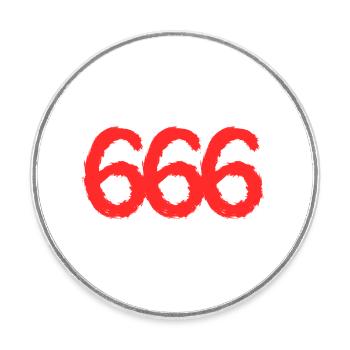 666 Symbol Zahl - Runder Kühlschrankmagnet - Weiß - Vorne