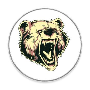 Bären T Shirt Design Wütender Bär - Runder Kühlschrankmagnet - Weiß - Vorne