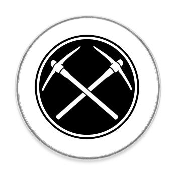 design circle stamp button round 2 cross logo pick - Round  fridge magnet - white - Front