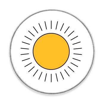 Sun - Round  fridge magnet - white - Front