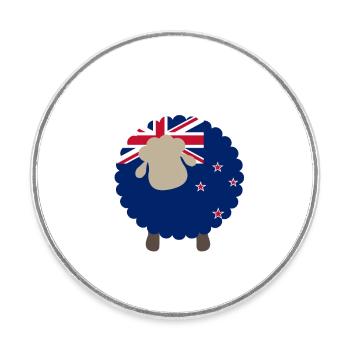 Ovins néo-zélandais Pavillon Cadeau - Magnet rond - blanc - Devant
