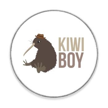 New Zealand Kiwi Boy partner look Funny gift - Round  fridge magnet - white - Front
