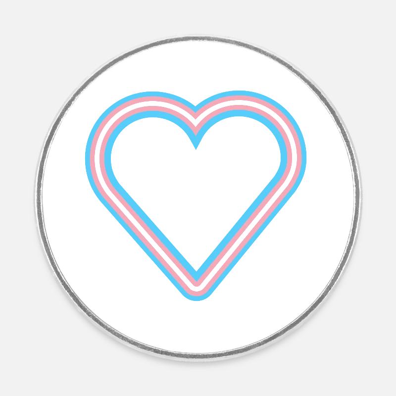 Trans Heart outline - Magnet rond - blanc