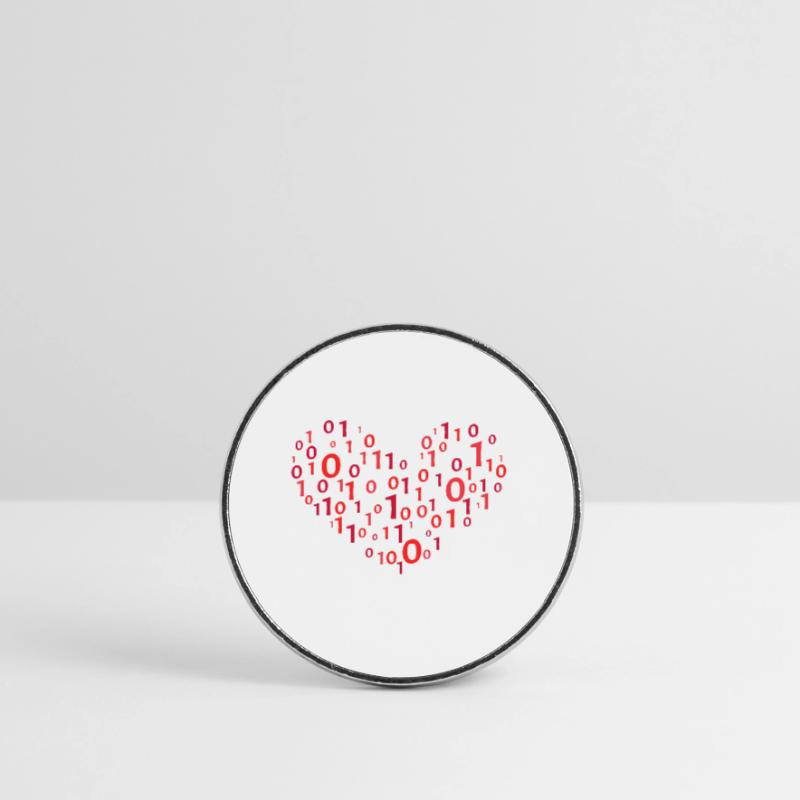 Heart Binary Coding Computer Science Programmer Round  fridge magnet