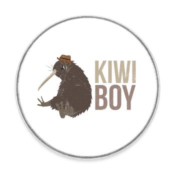 New Zealand Kiwi Boy Partner Look Funny Gift - Round  fridge magnet - white - Front