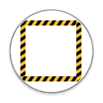 Frame sign barrier tape - Round  fridge magnet - white - Front