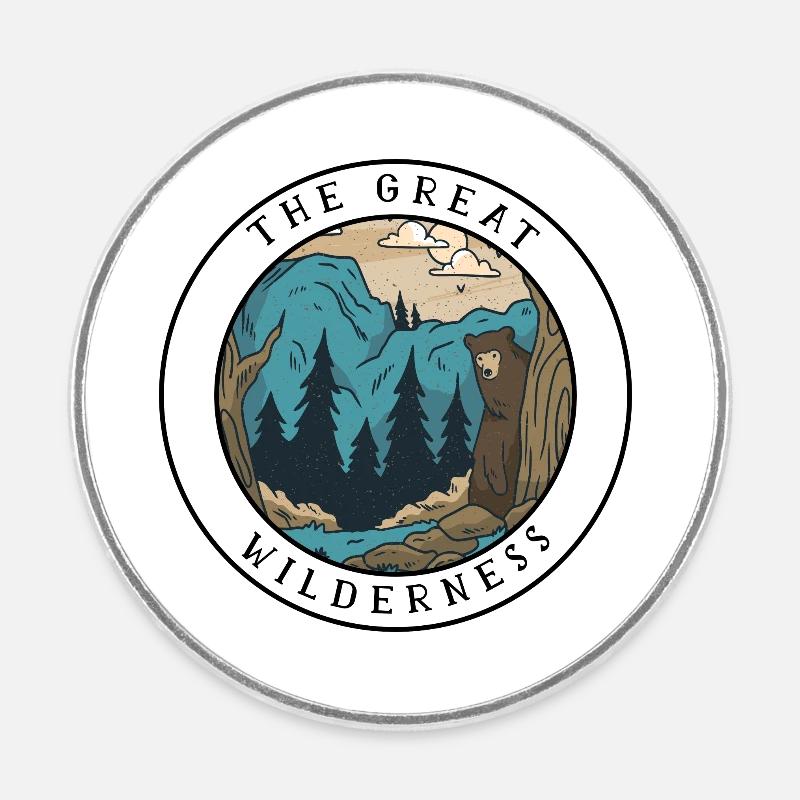Randonner cadeau de camper forêt nature - Magnet rond - blanc