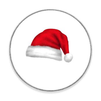 chapeau de père Noël - Magnet rond - blanc - Devant