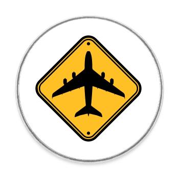 Schild Flugzeug Zone - Runder Kühlschrankmagnet - Weiß - Vorne
