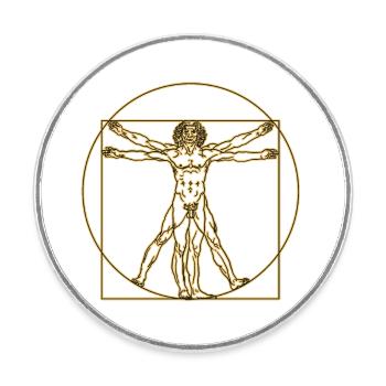 HOMME VITRUVIOUS - Magnet rond - blanc - Devant