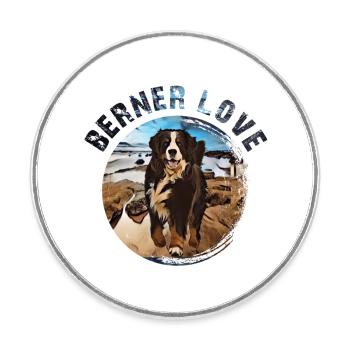 Bernese mountain dog - Round  fridge magnet - white - Front