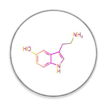 Serotonin Molekül Chemie Glück Geschenkidee - Runder Kühlschrankmagnet - Weiß - Vorne