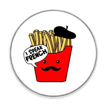 i speak French Fries - Runder Kühlschrankmagnet - Weiß - Vorne