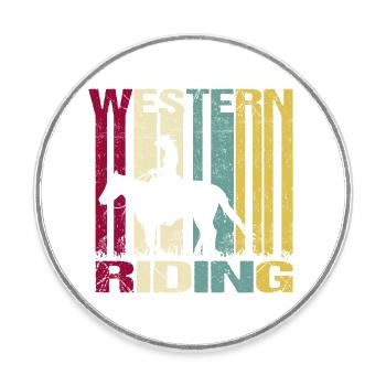 Western Rider Vintage - Magnet rond - blanc - Devant