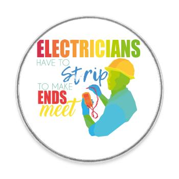Elektriker - Runder Kühlschrankmagnet - Weiß - Vorne