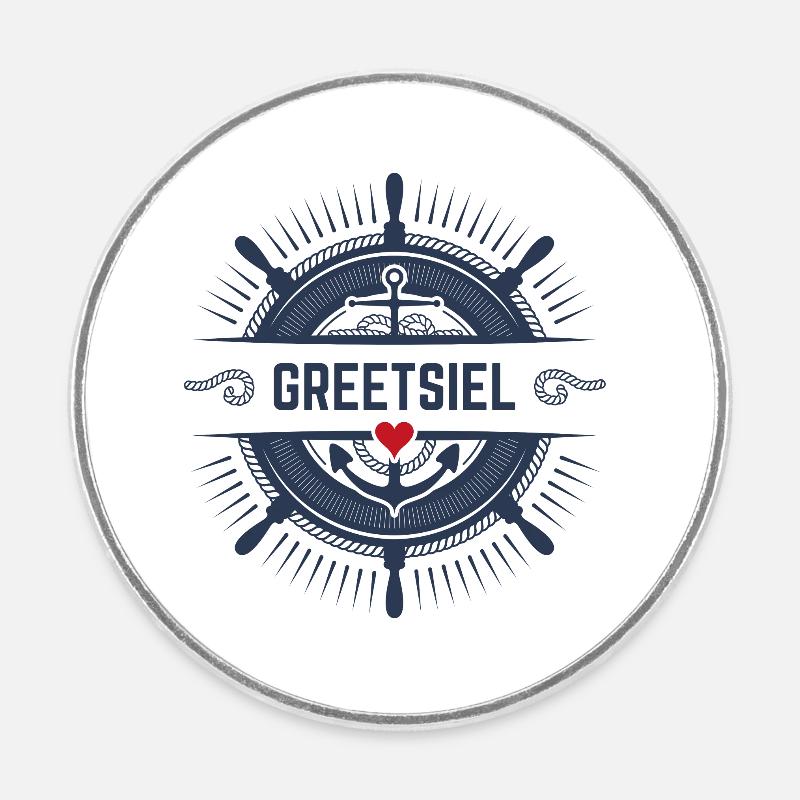 Greetsiel - Runder Kühlschrankmagnet - Weiß