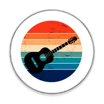 Retro style guitar, for guitarists - Round  fridge magnet - white - Front