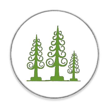 Arbre span, arbre sculpté - Magnet rond - blanc - Devant