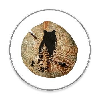 Tree Disc Owl - Round  fridge magnet - white - Front