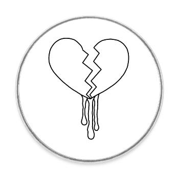 Br ok en heart black - Runder Kühlschrankmagnet - Weiß - Vorne